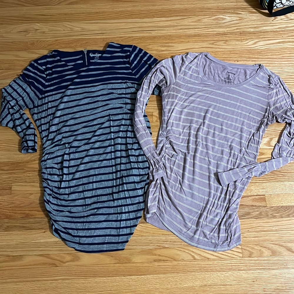 Bundle two maternity striped tops